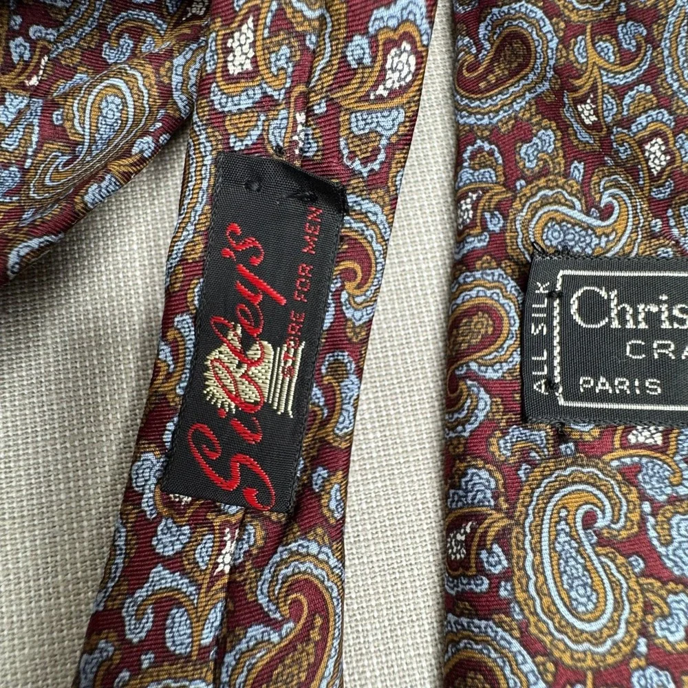 Christian Dior brown‎ blue paisley silk tie